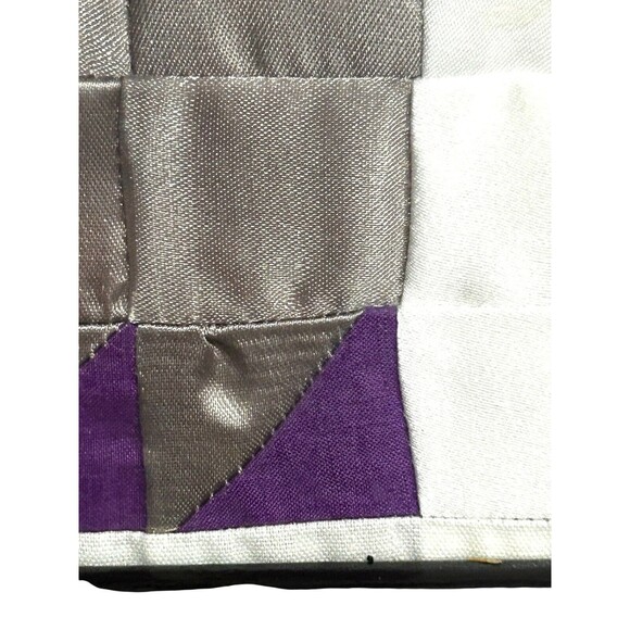 Vtg Satin Half Square Triangle Elephant Embellished Framed Textile Art - Picture 7 of 10